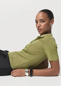 Lurex polo neck sweater