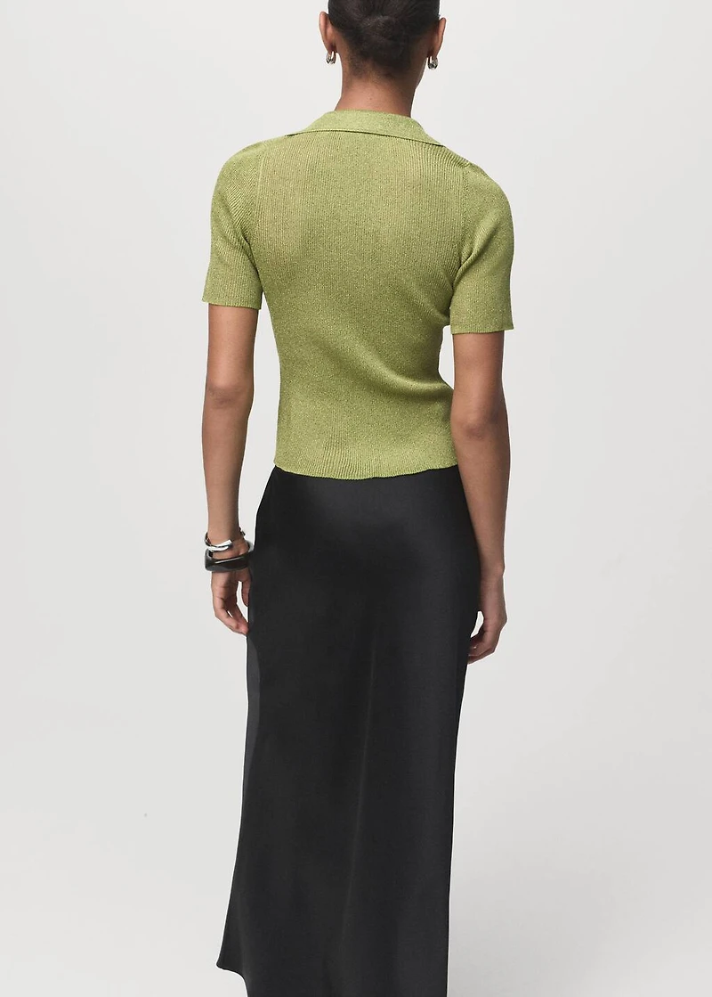 Lurex polo neck sweater
