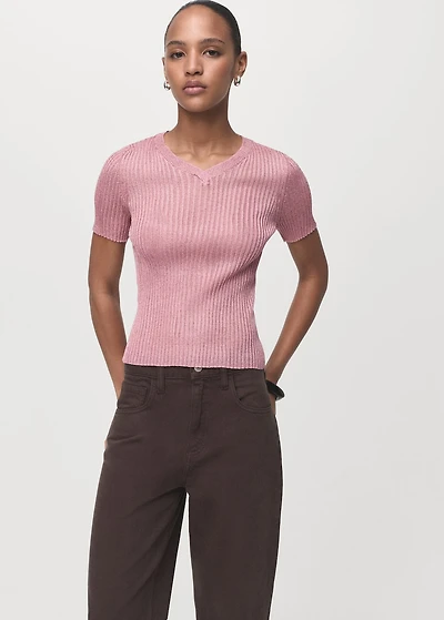 Short-sleeved lurex sweater