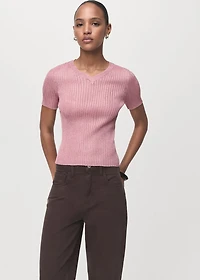 Short-sleeved lurex sweater