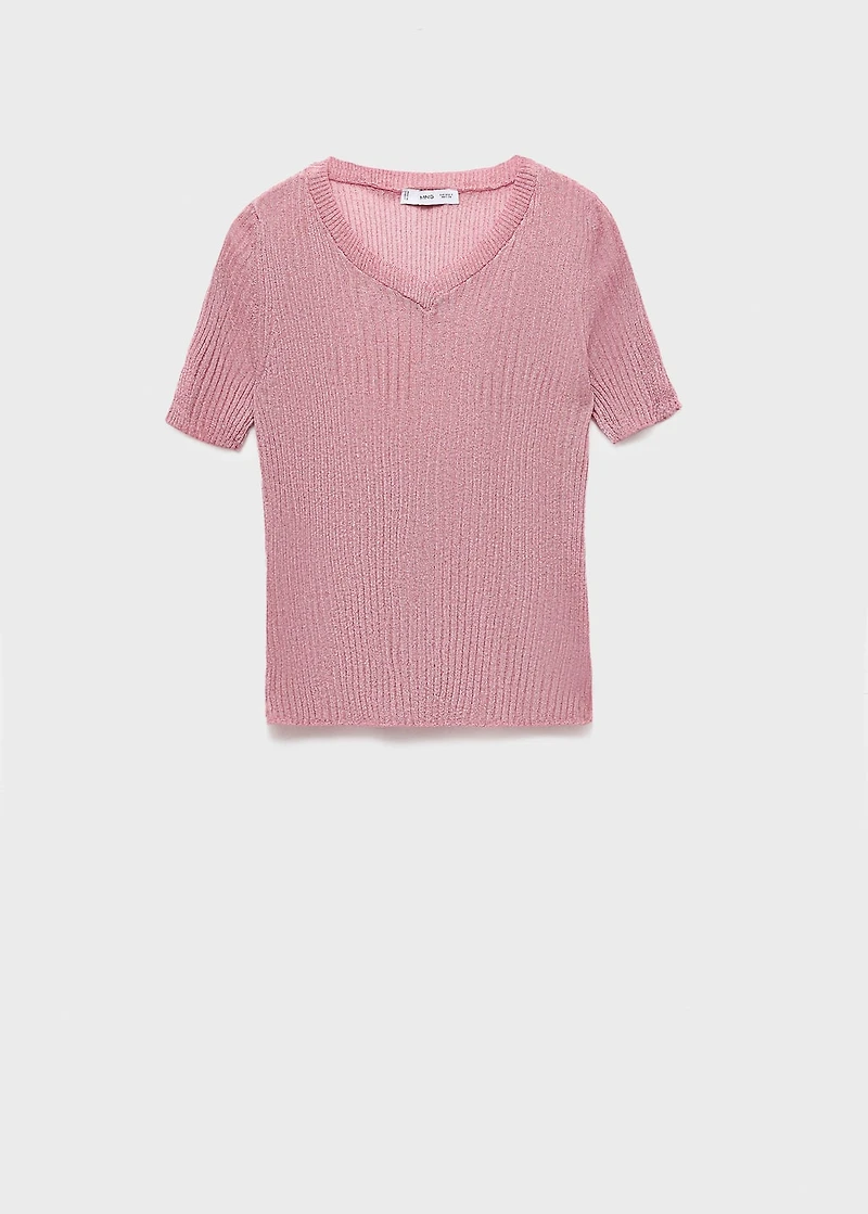 Short-sleeved lurex sweater