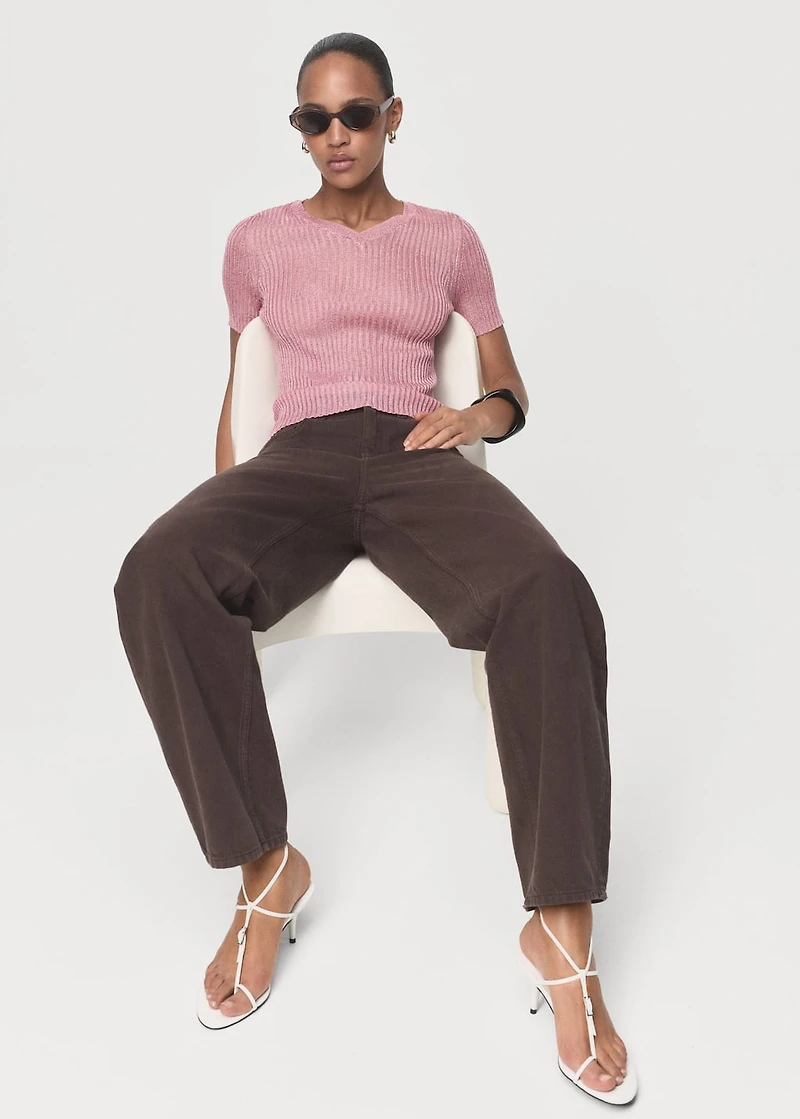 Short-sleeved lurex sweater