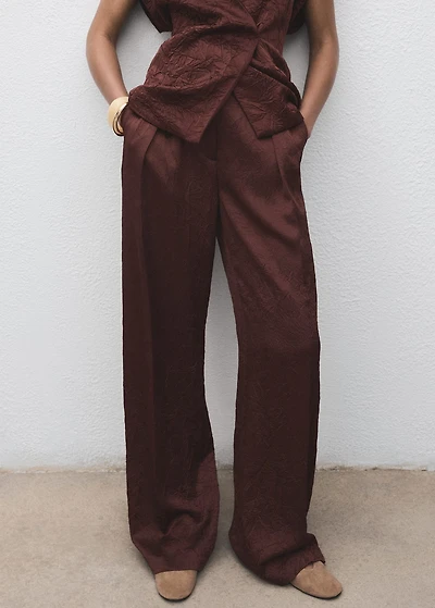 Straight-leg crinkled-effect pants