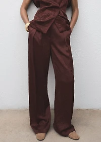 Straight-leg crinkled-effect pants