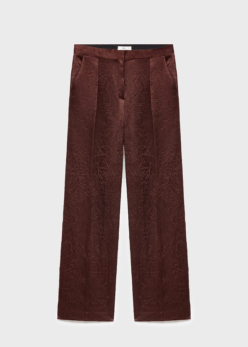 Straight-leg crinkled-effect pants