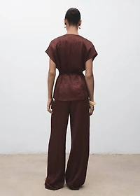 Straight-leg crinkled-effect pants