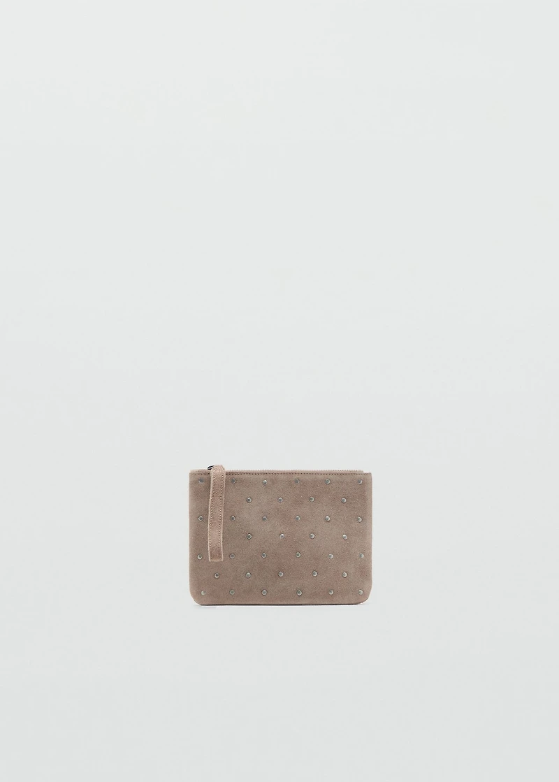 Studded clutch bag