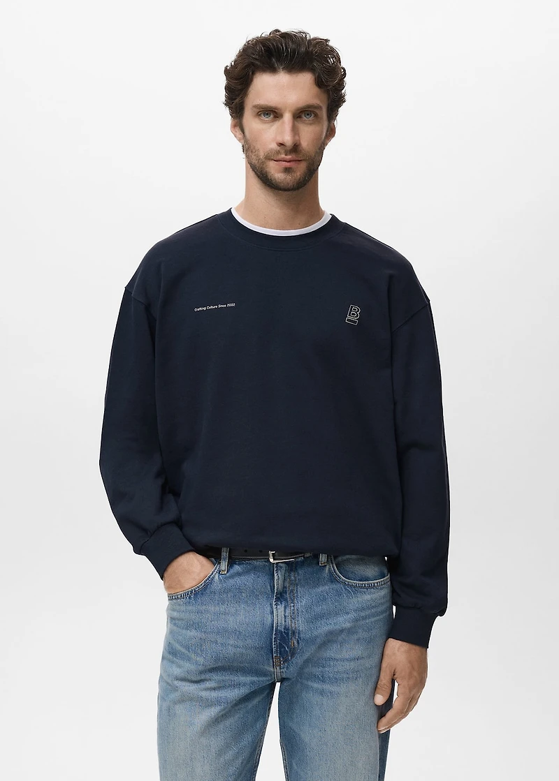 100% cotton sweatshirt text