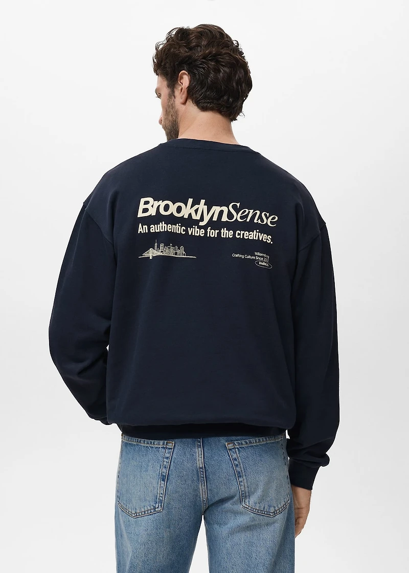 100% cotton sweatshirt text