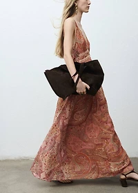 Paisley-print dress with lace trim