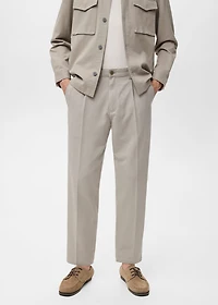 Cotton and lyocell straight-leg pleated pants