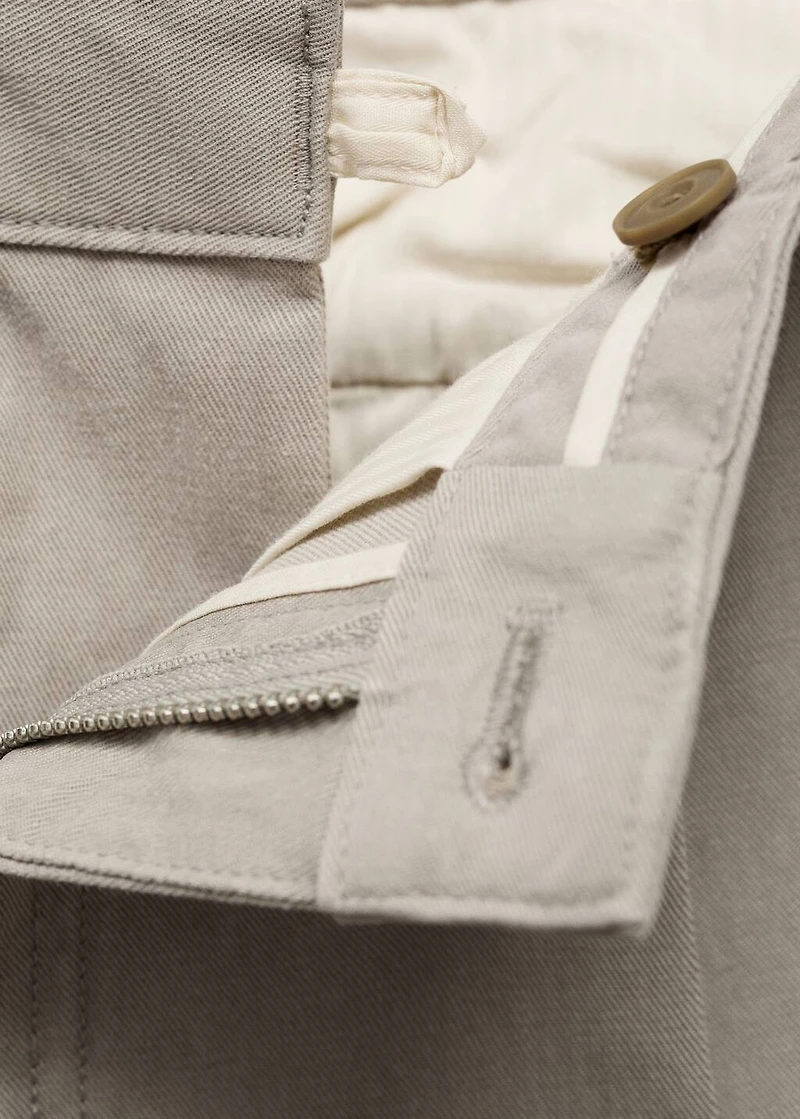 Cotton and lyocell straight-leg pleated pants