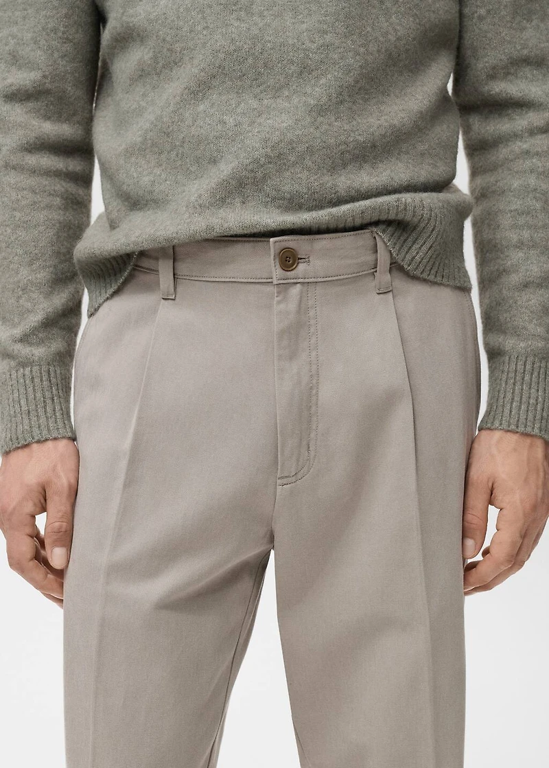 Cotton and lyocell straight-leg pleated pants
