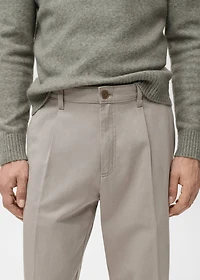 Cotton and lyocell straight-leg pleated pants
