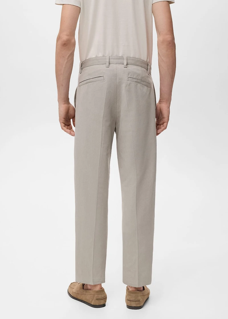 Cotton and lyocell straight-leg pleated pants