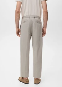 Cotton and lyocell straight-leg pleated pants