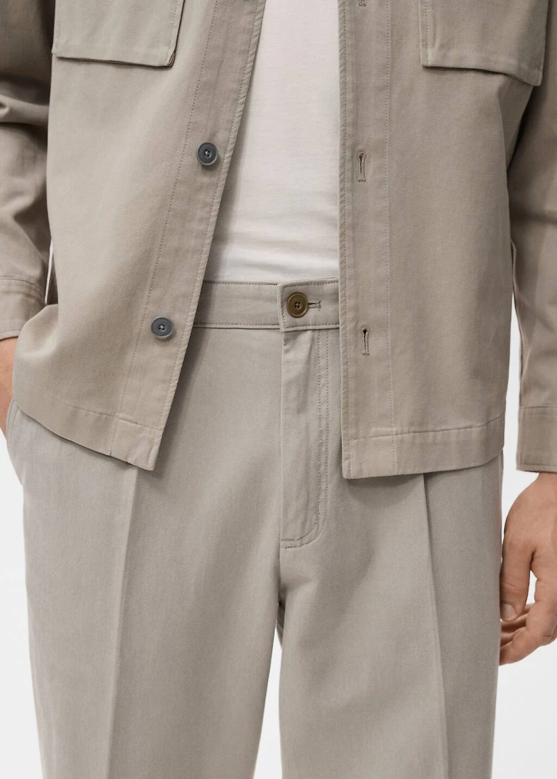 Cotton and lyocell straight-leg pleated pants