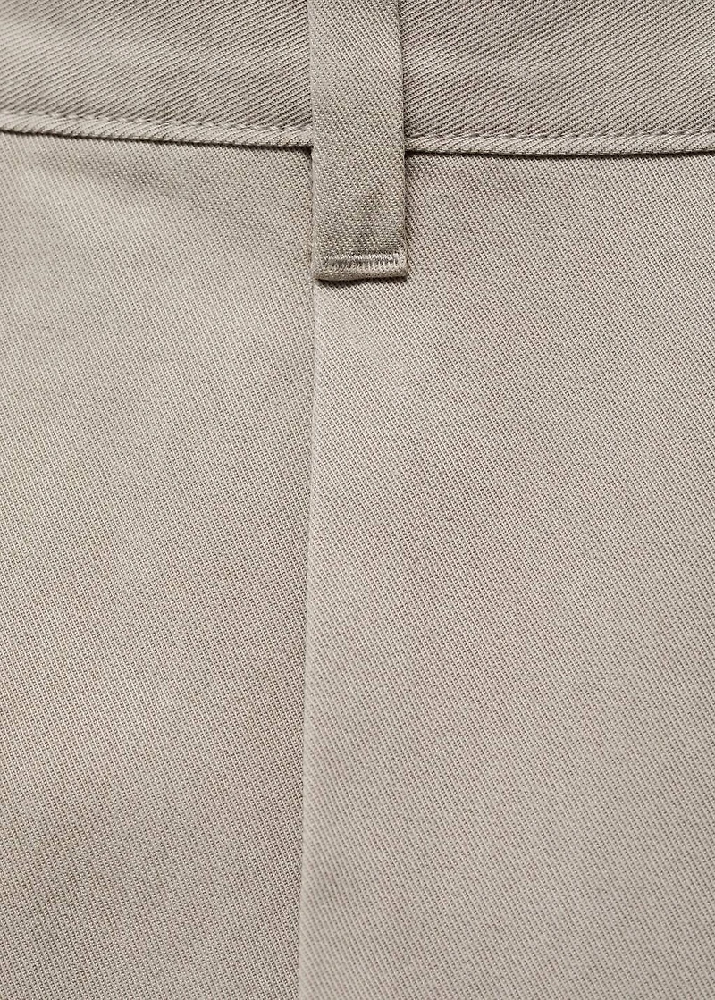 Cotton and lyocell straight-leg pleated pants
