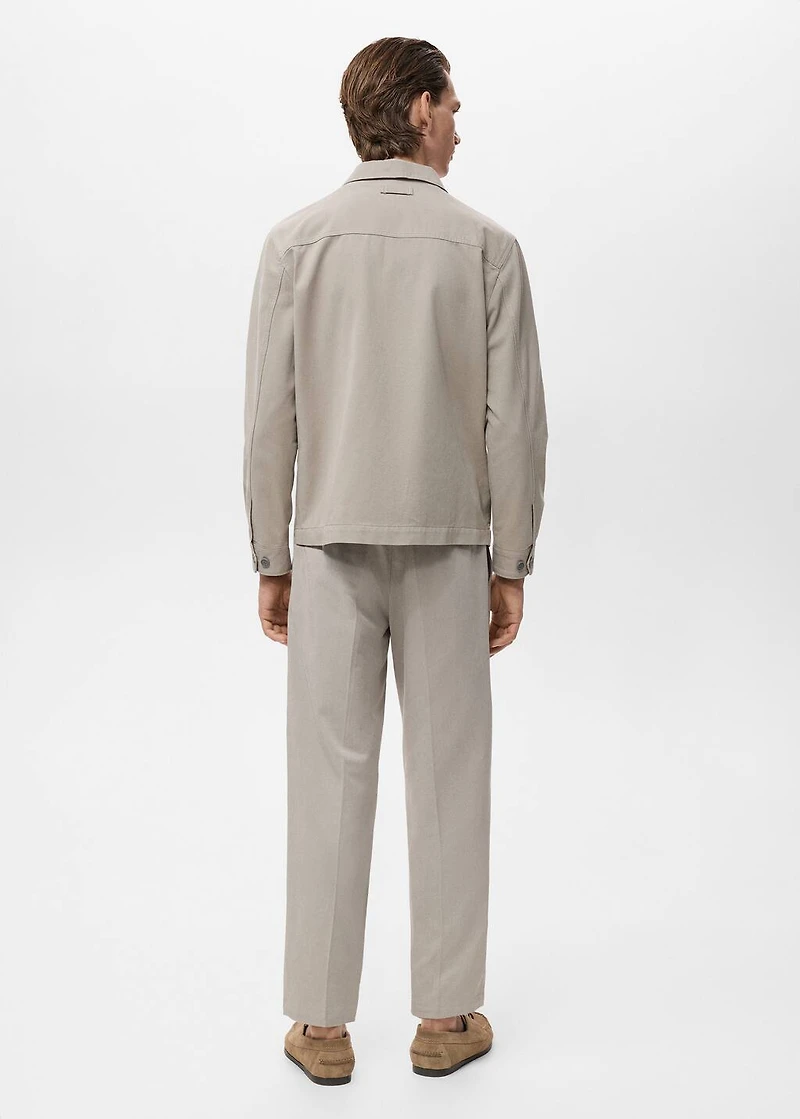 Cotton and lyocell straight-leg pleated pants