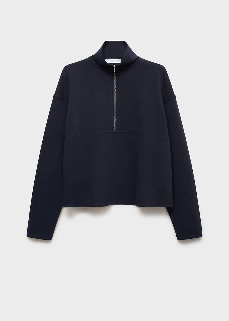 Turtleneck sweatshirt with zip
