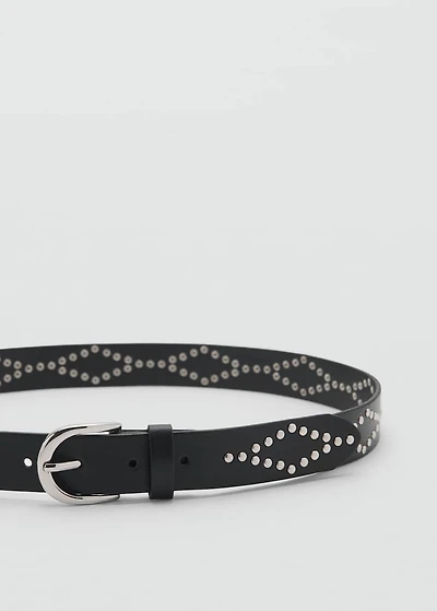 Studded leather-effect belt