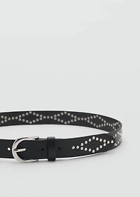 Studded leather-effect belt