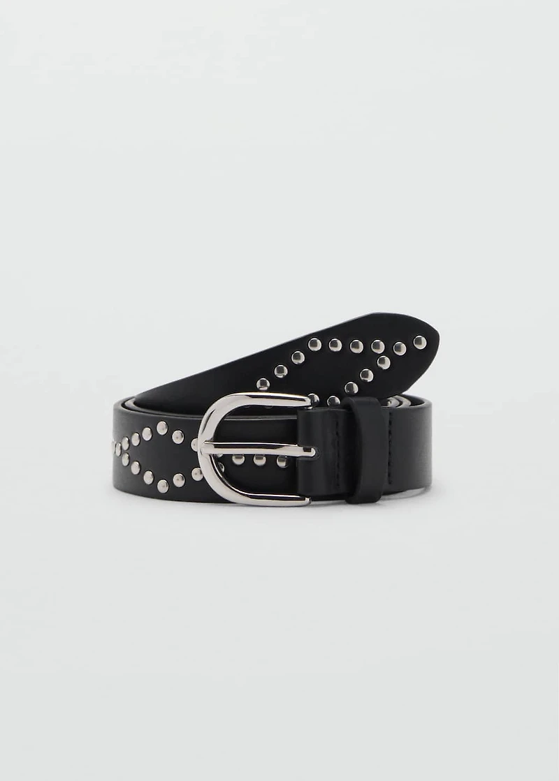 Studded leather-effect belt