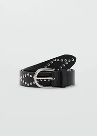 Studded leather-effect belt
