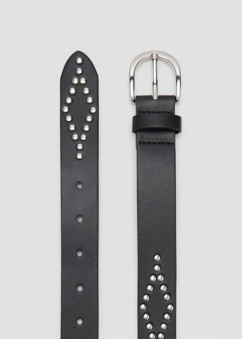 Studded leather-effect belt