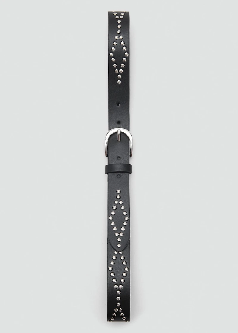 Studded leather-effect belt