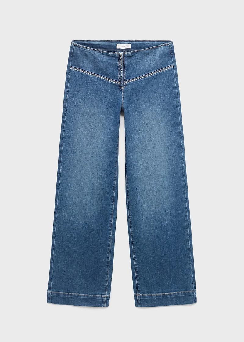 Wide leg jeans with studs
