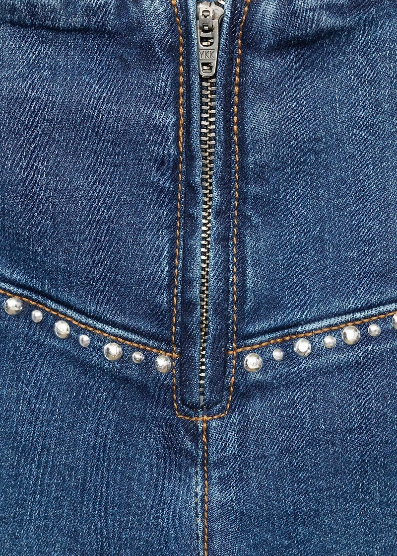 Wide leg jeans with studs