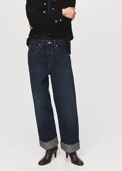 Wide-leg jeans with turn-up hem