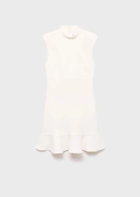 High-neck dress with ruffle