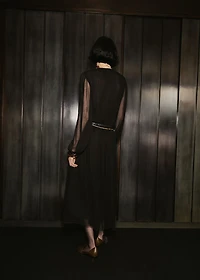 Puff-sleeved chiffon dress