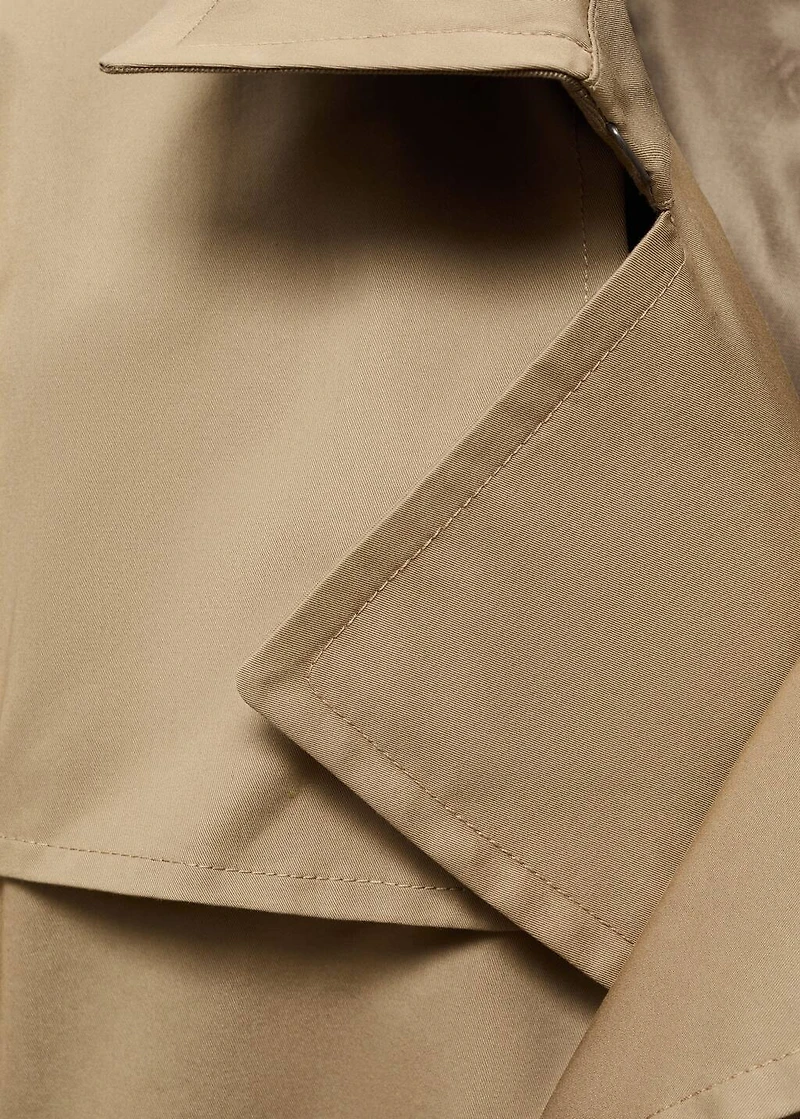 Water-repellent belted trench coat