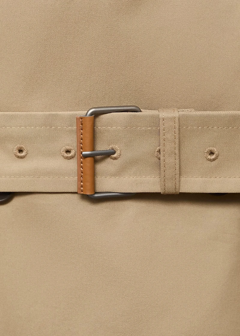 Water-repellent belted trench coat