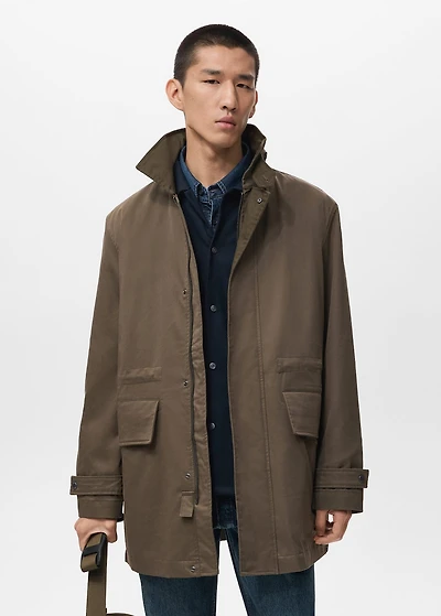 Cotton Parka with Pockets Water Repellent