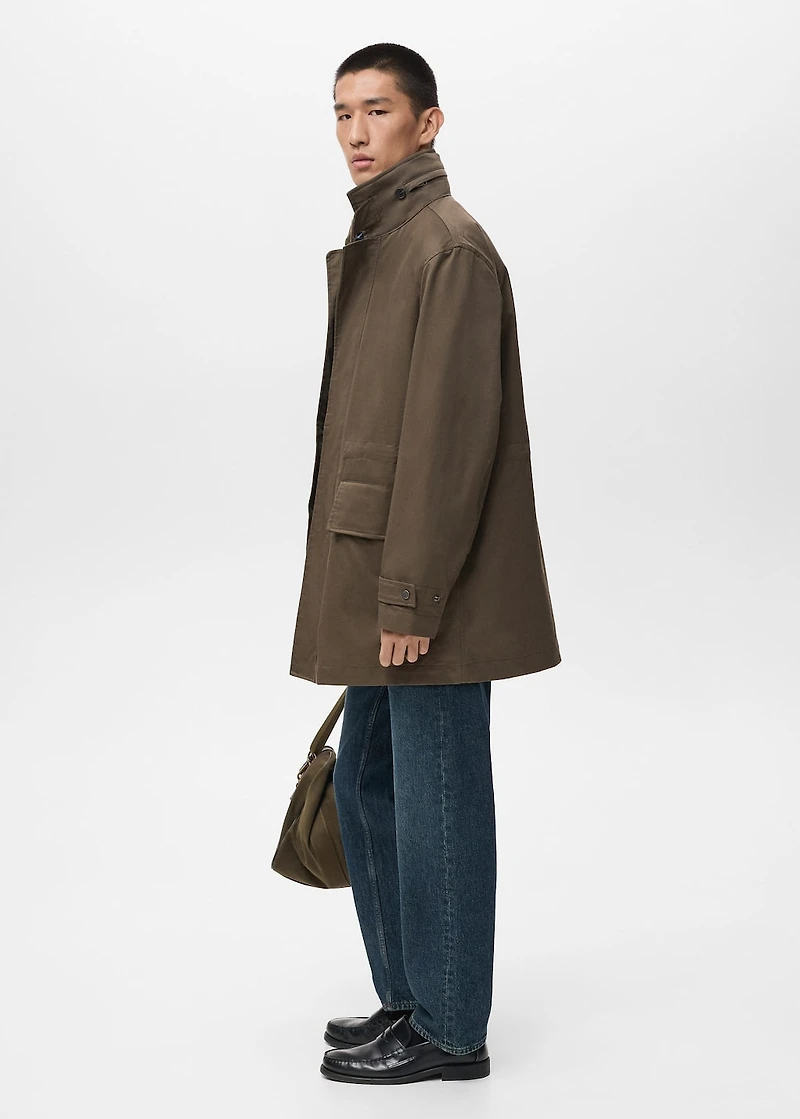 Cotton Parka with Pockets Water Repellent