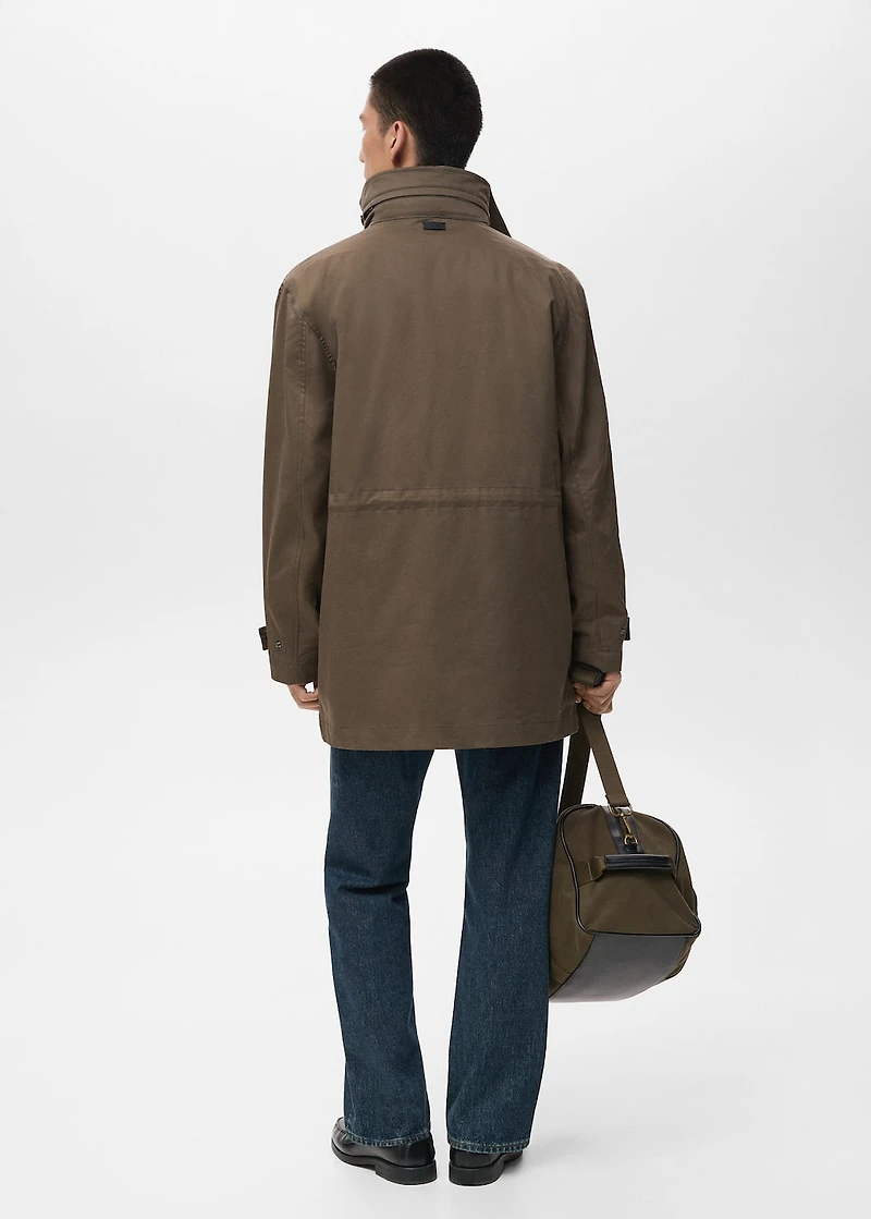 Cotton Parka with Pockets Water Repellent