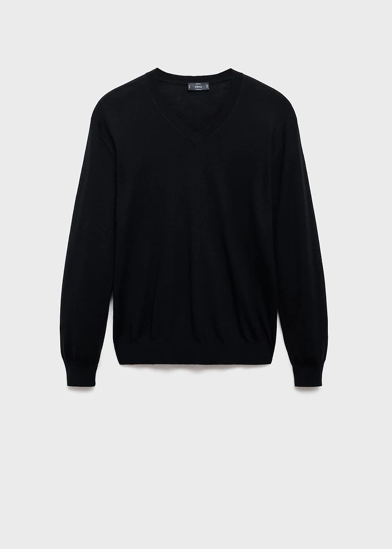 100% merino wool V-neck sweater