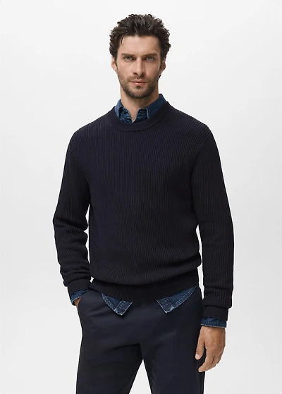 Fine rib-knit cotton sweater