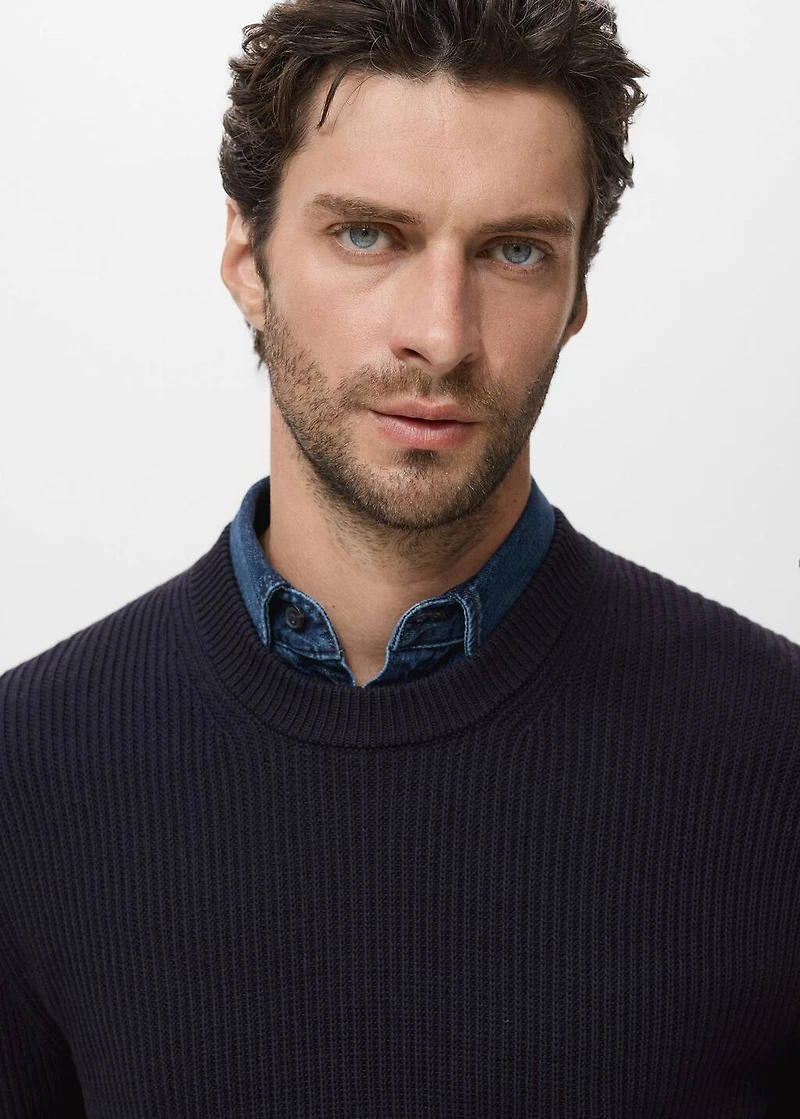 Fine rib-knit cotton sweater
