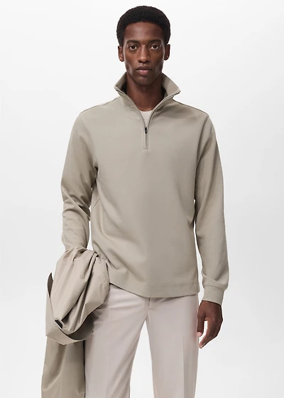 Regular-fit technical zip-up sweatshirt