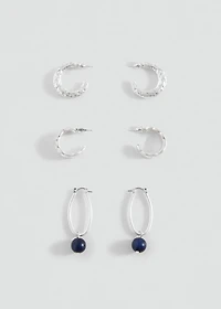 Pack of 3 combined earrings