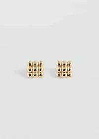 Embossed square earrings