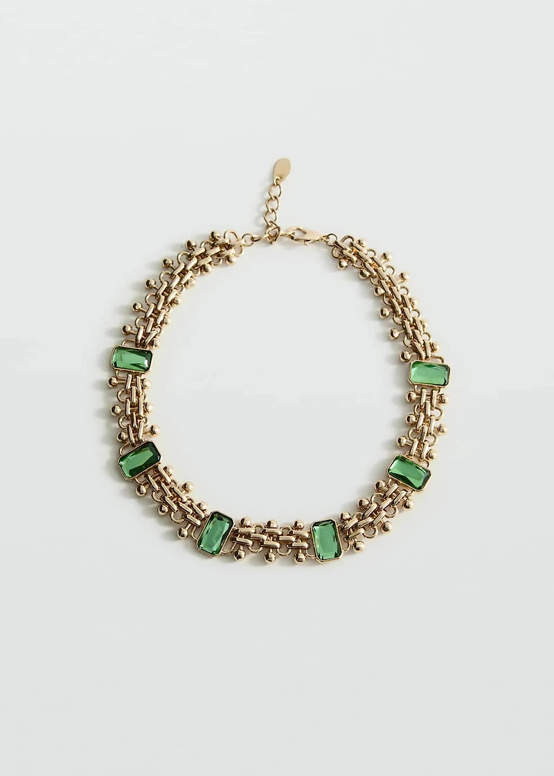 Beaded resin chain link necklace
