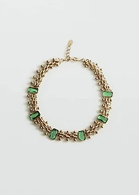 Beaded resin chain link necklace