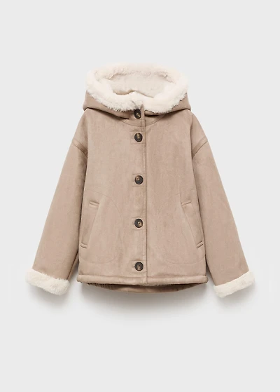 Fur and suede-effect coat