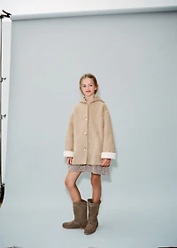 Shearling-effect hooded coat